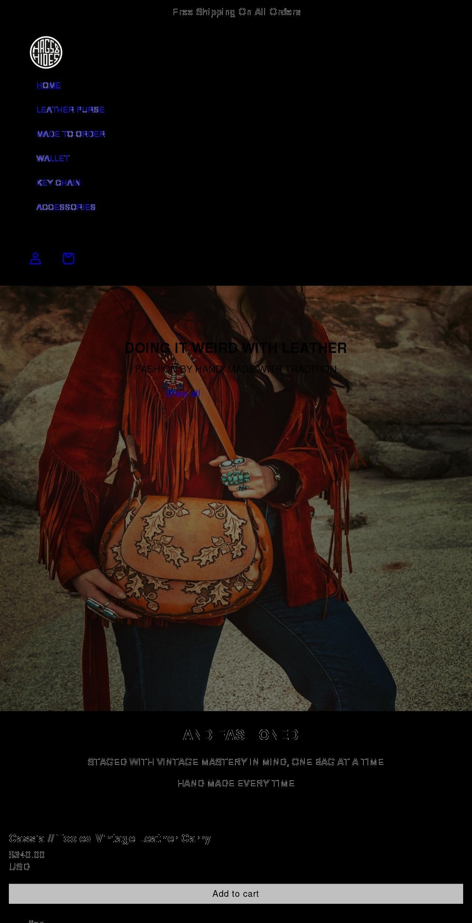 hagsandhides.com — Shopify storefront screenshot