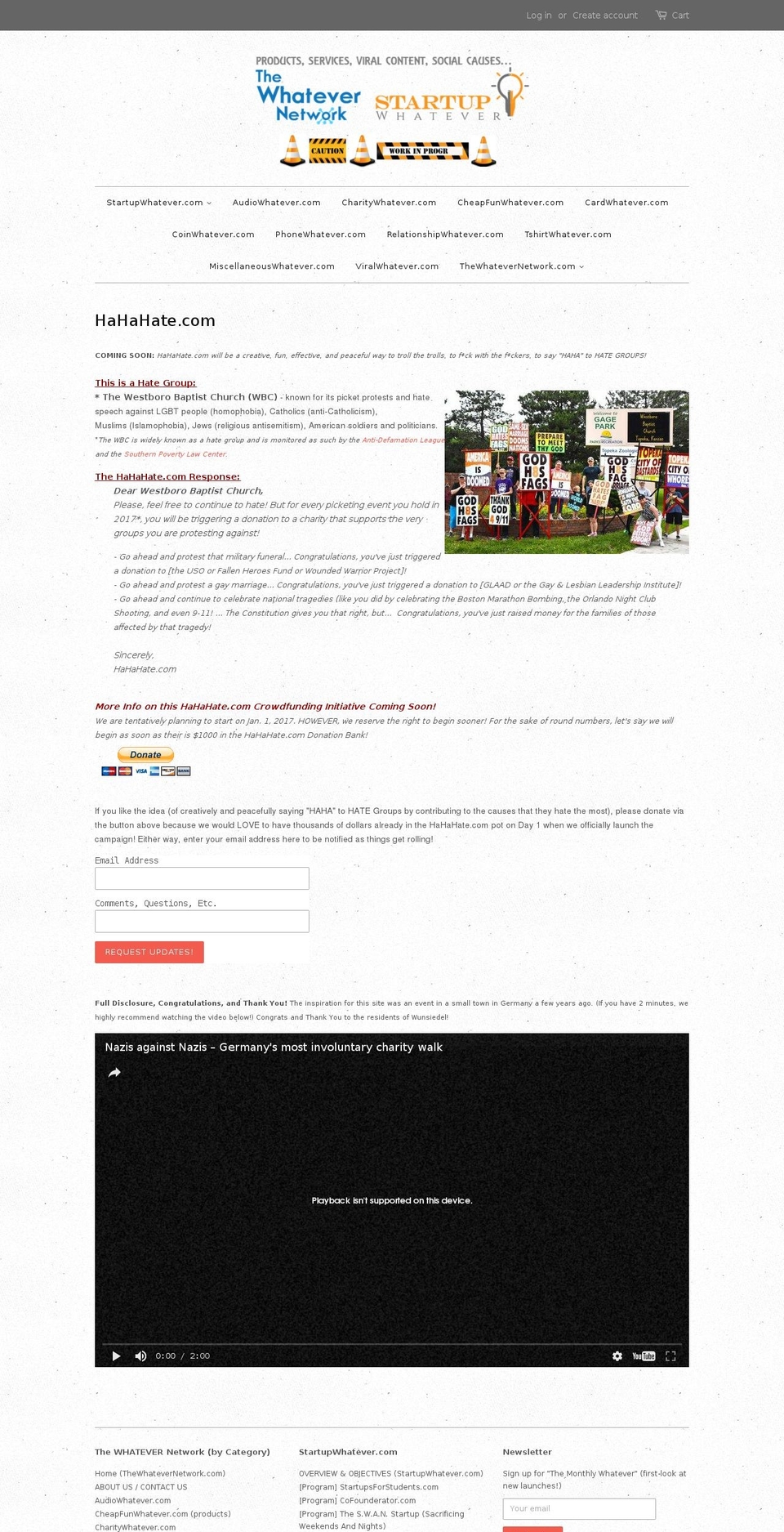 hahahate.com shopify website screenshot