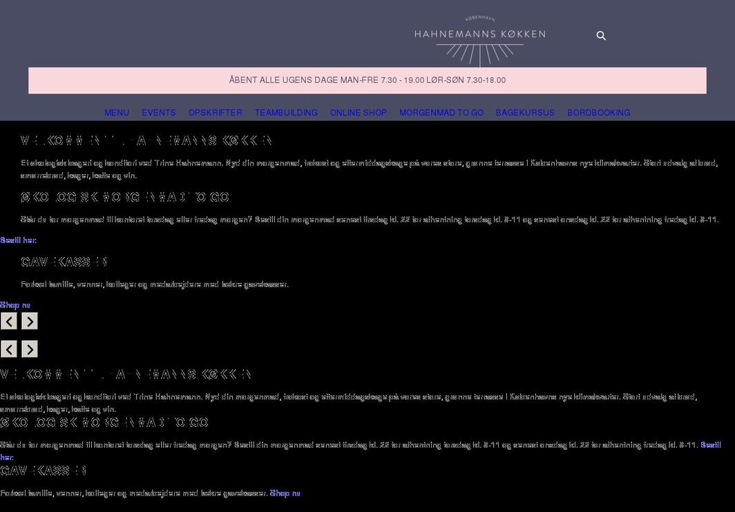 hahnemannskoekken.com shopify website screenshot
