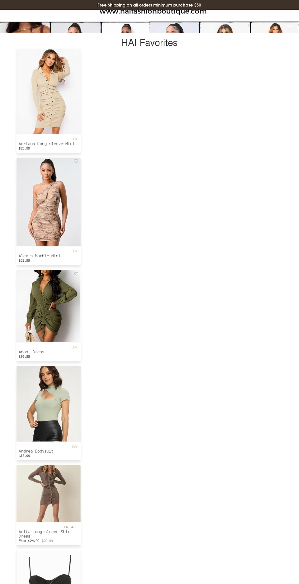 haifashionboutique.com shopify website screenshot