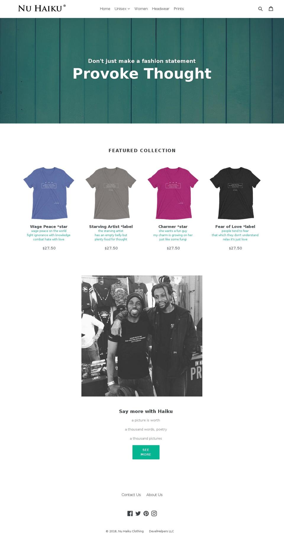 haikushirts.com — Shopify storefront screenshot