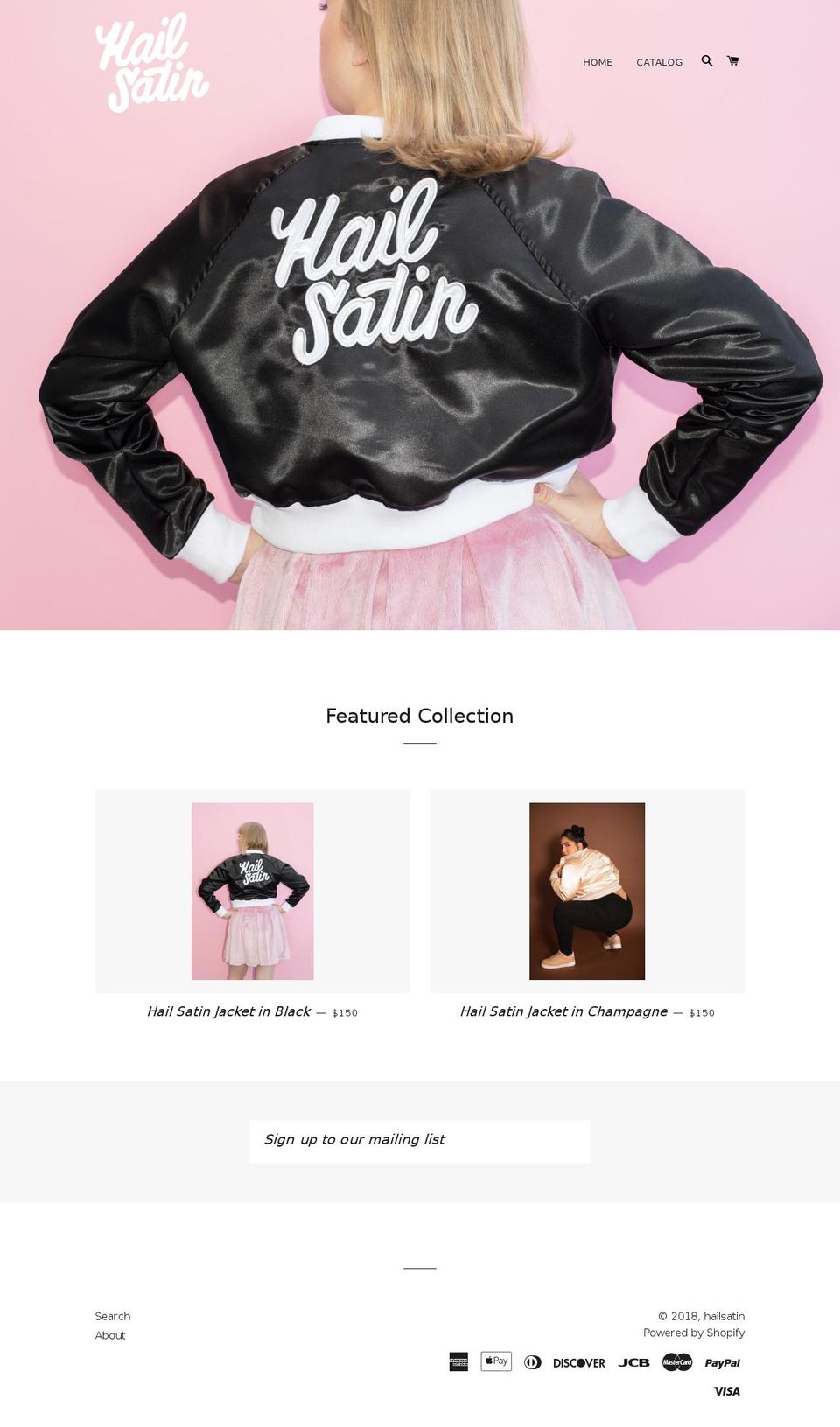 hail-satin.com — Shopify storefront screenshot