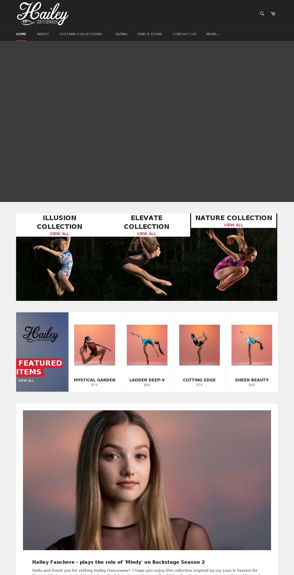 haileydancewear.com — Shopify storefront screenshot