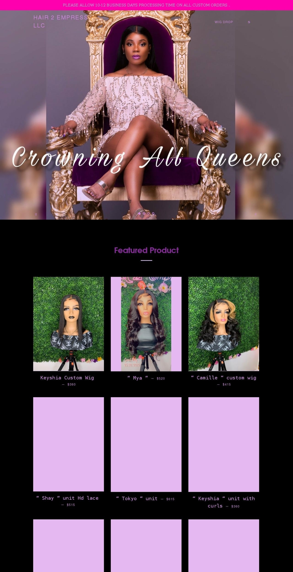 hair-2-empress-llc.myshopify.com shopify website screenshot
