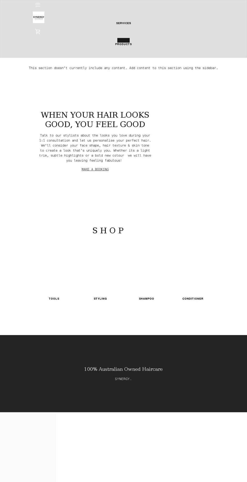 hair-salon-sunbury.com shopify website screenshot