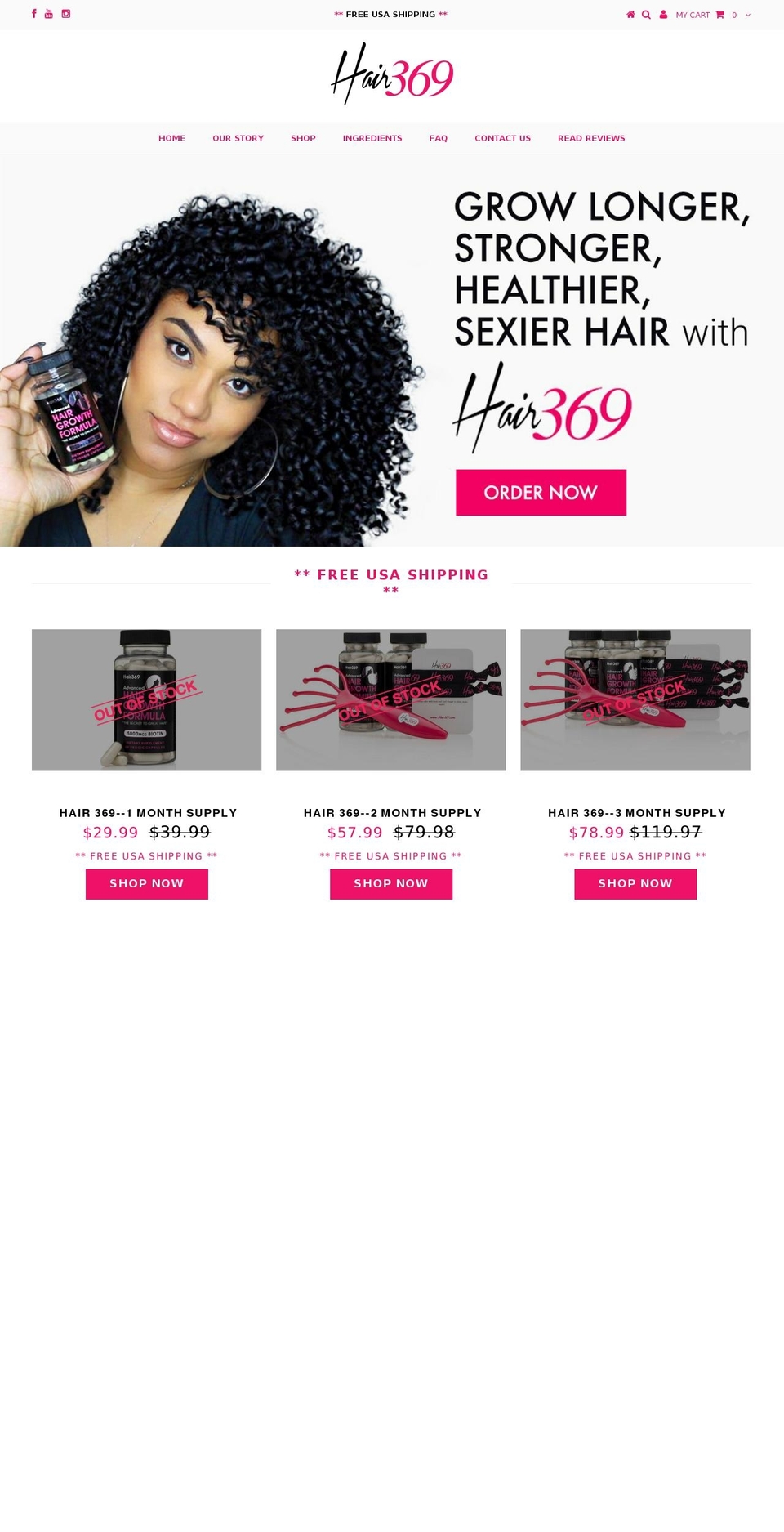 hair369.com shopify website screenshot