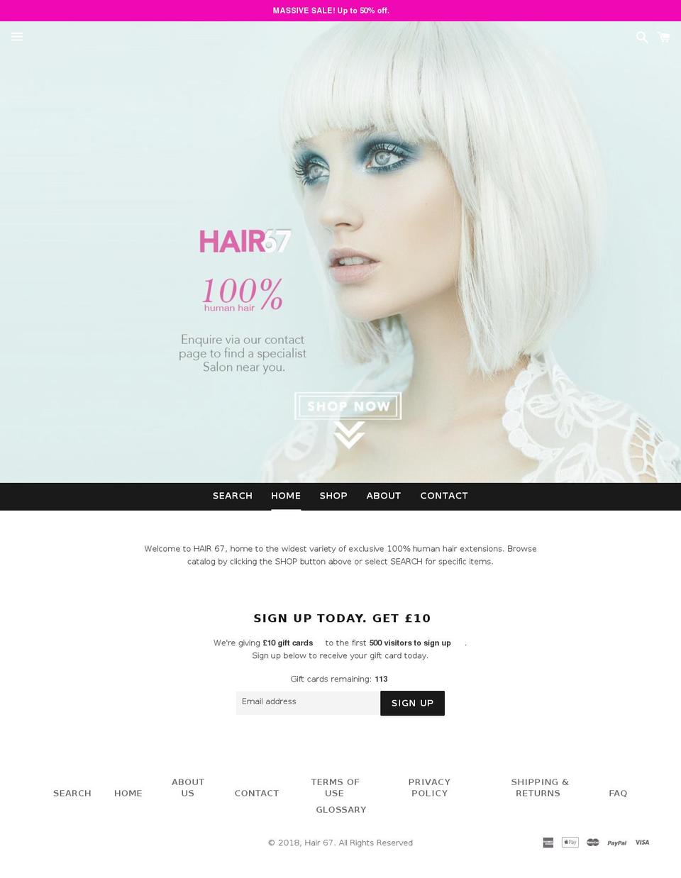 hair67.com — Shopify storefront screenshot
