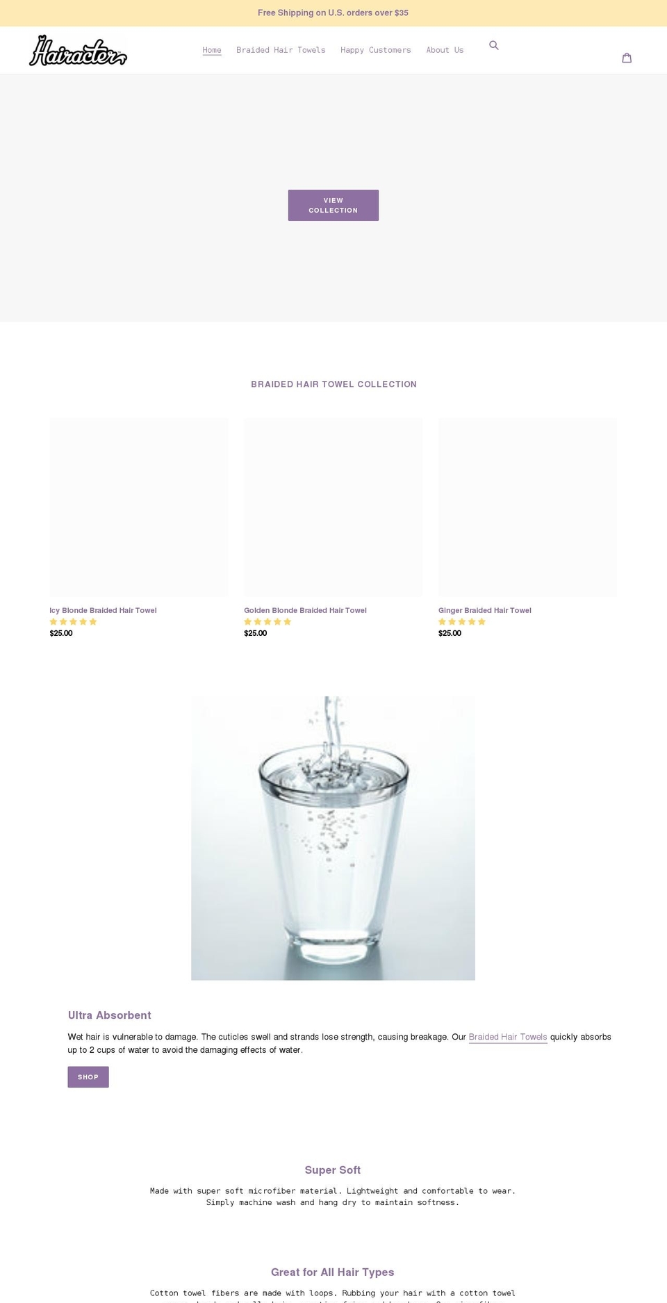 hairacter.com shopify website screenshot
