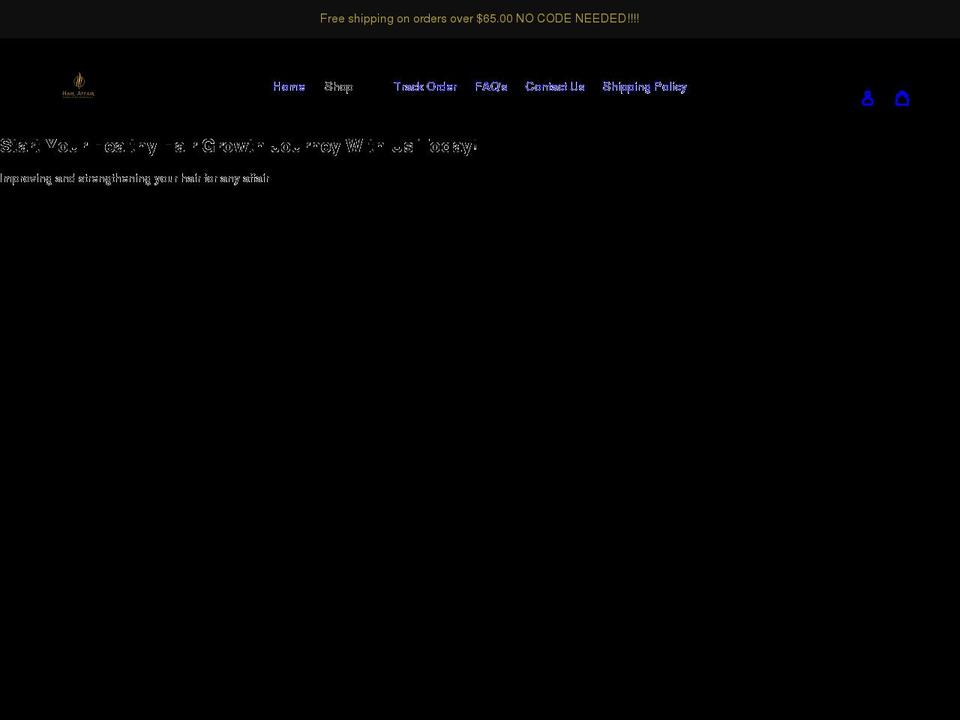 hairaffairgrowthoil.com shopify website screenshot