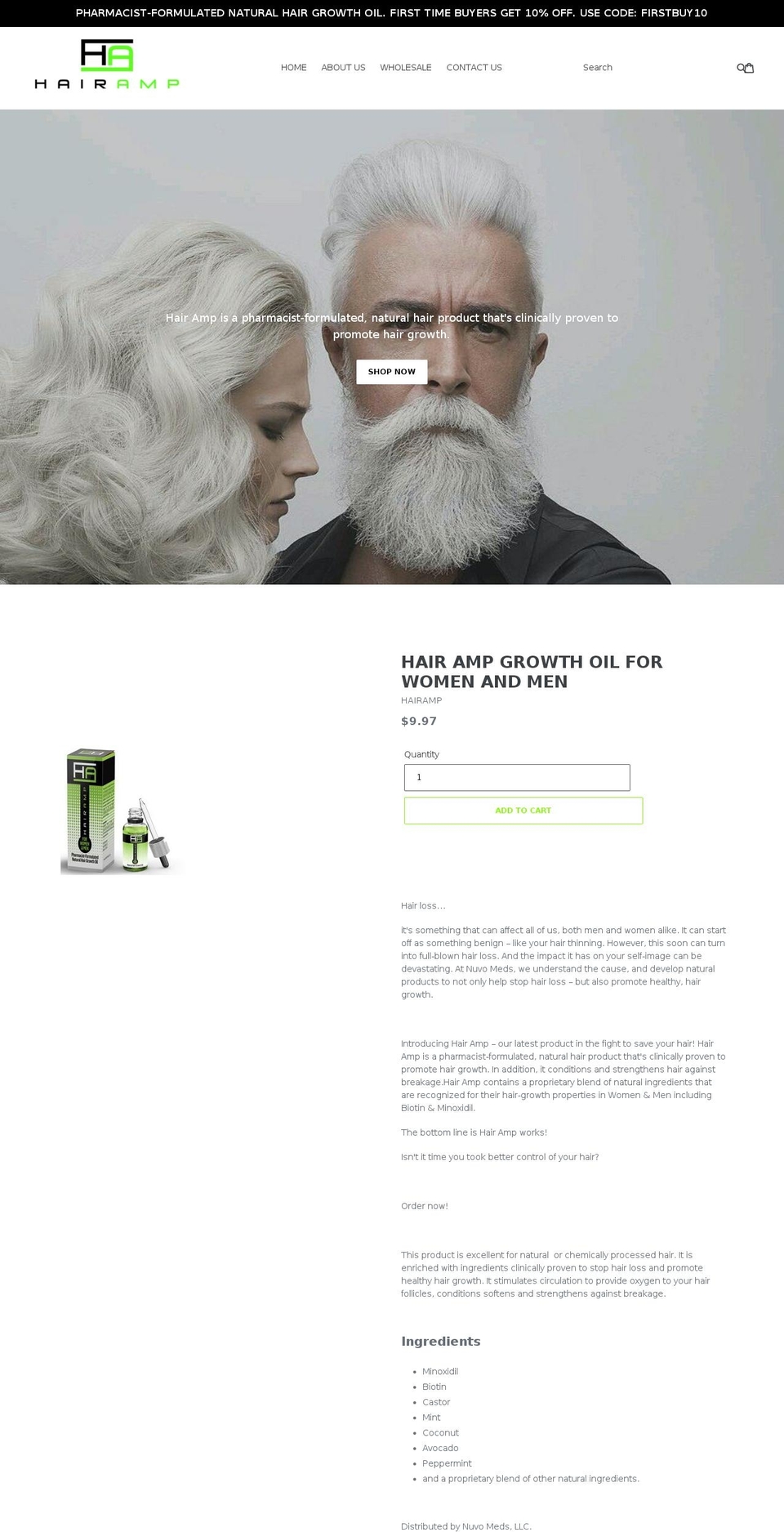 hairamp.com — Shopify storefront screenshot