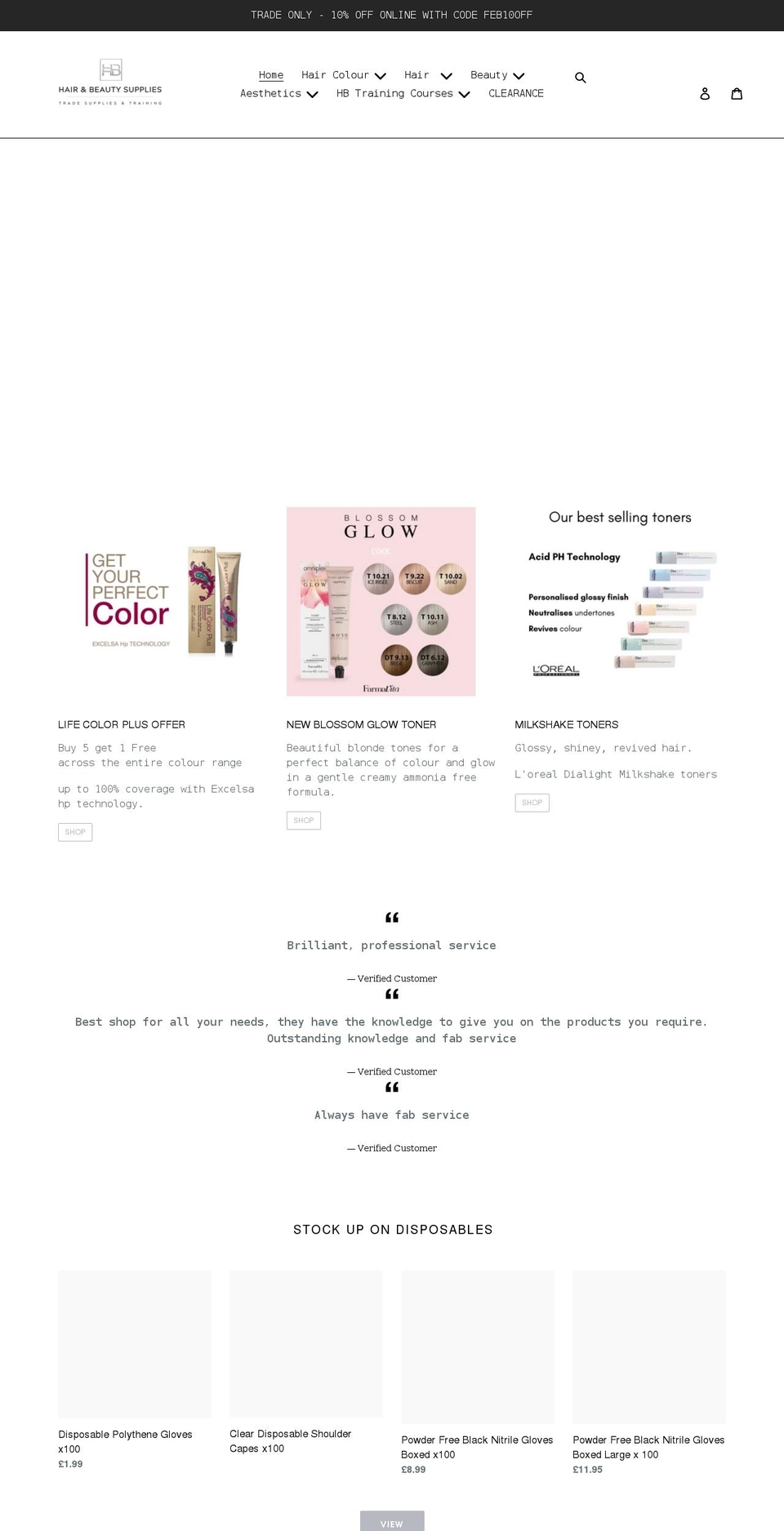 hairandbeautysupply.co.uk shopify website screenshot