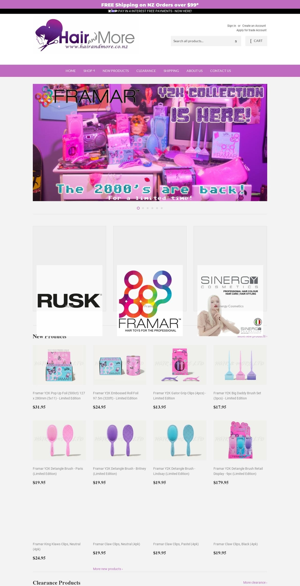 Main Theme Shopify theme site example hairandmore.co.nz