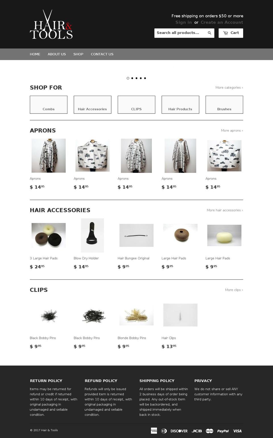 hairandtools.com shopify website screenshot