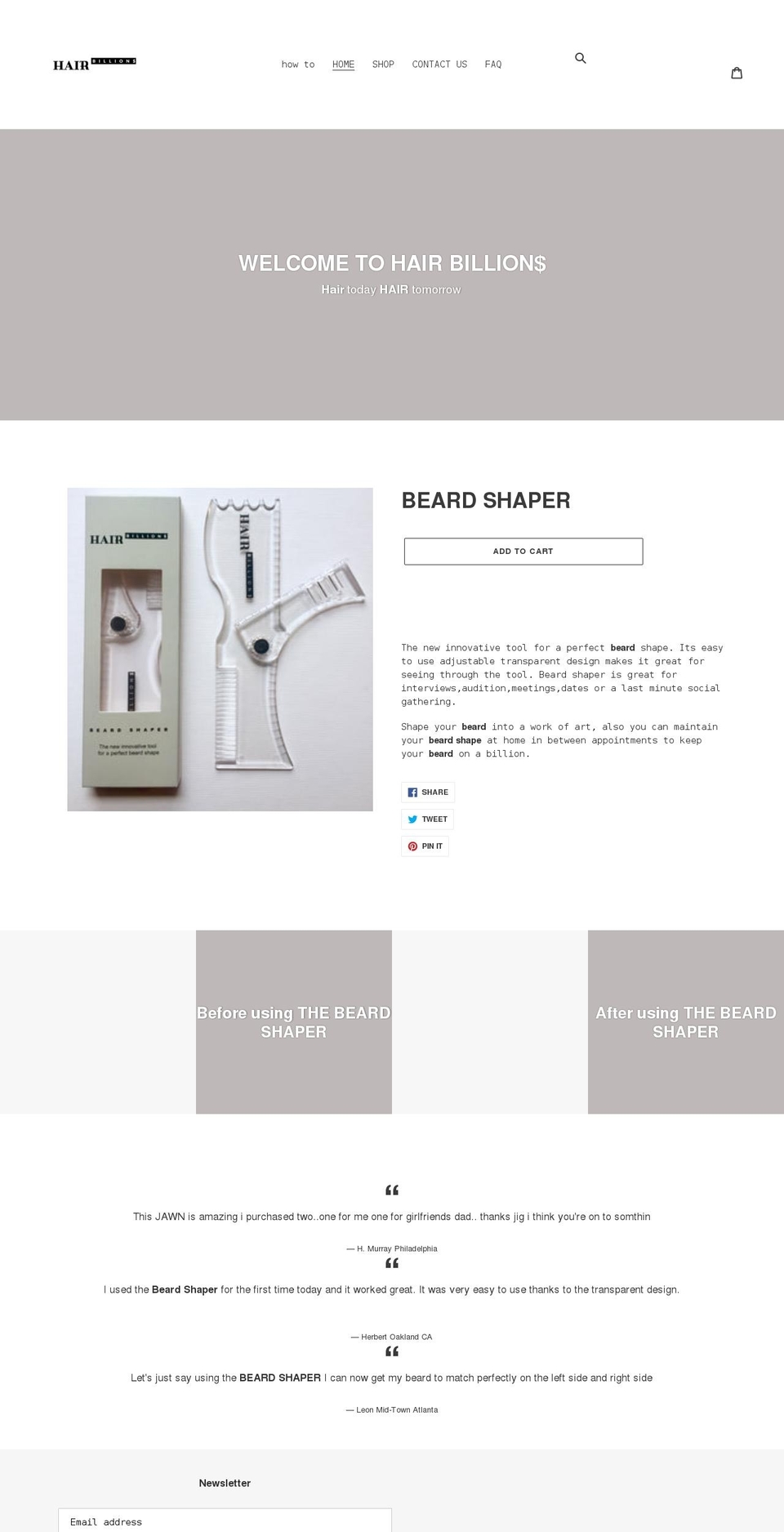hairbillions.com shopify website screenshot