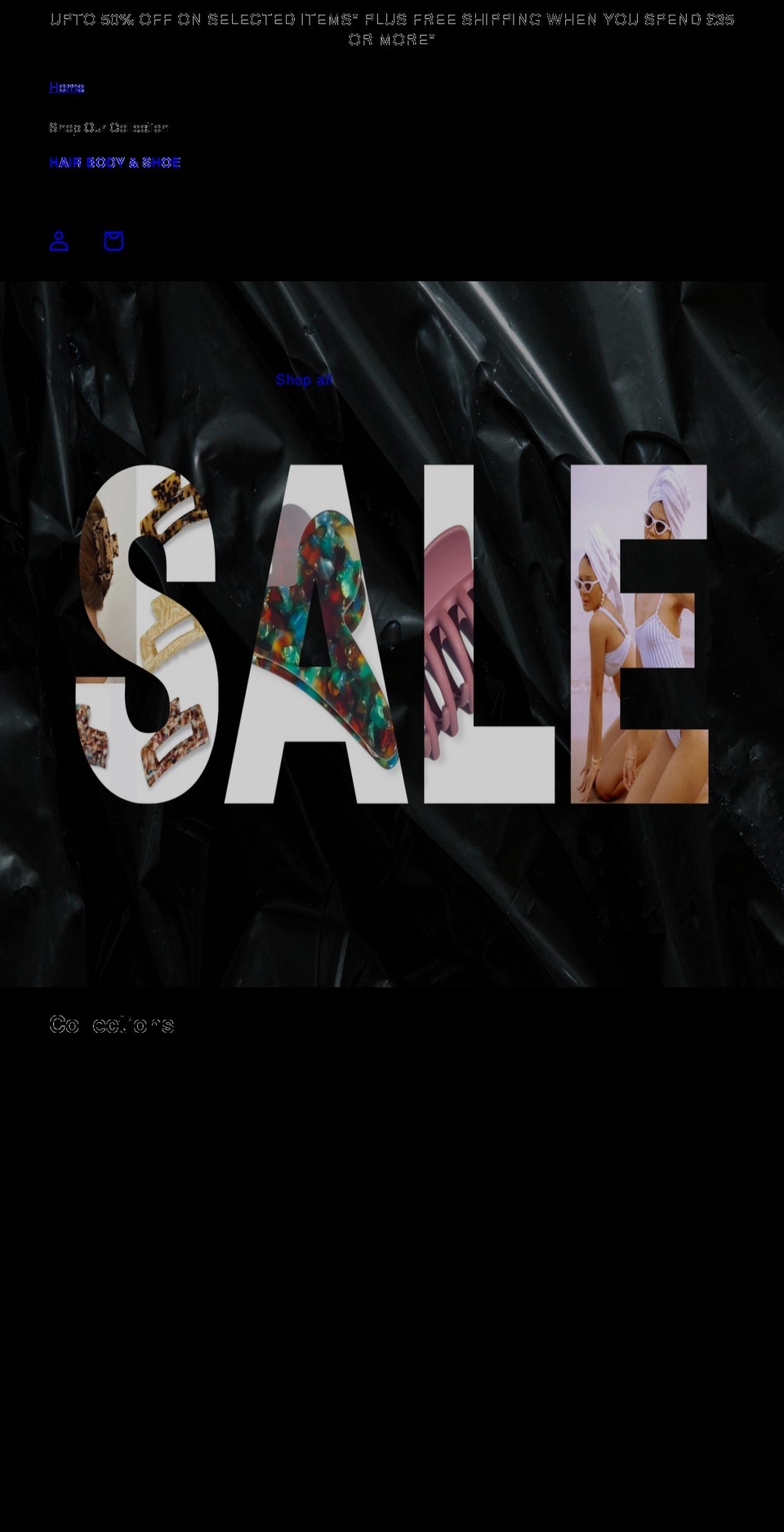 hairbodyandshoe.com shopify website screenshot