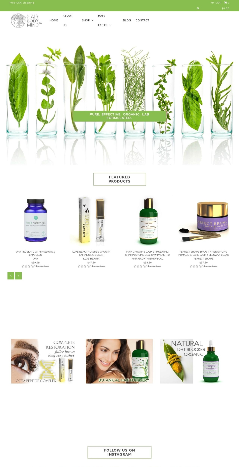 hairbodymind.com shopify website screenshot