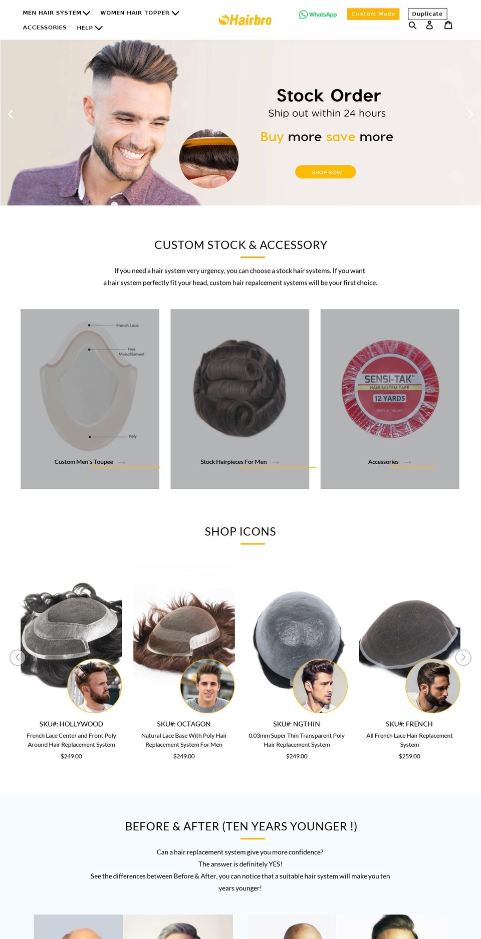 10 Shopify theme site example hairbro.com