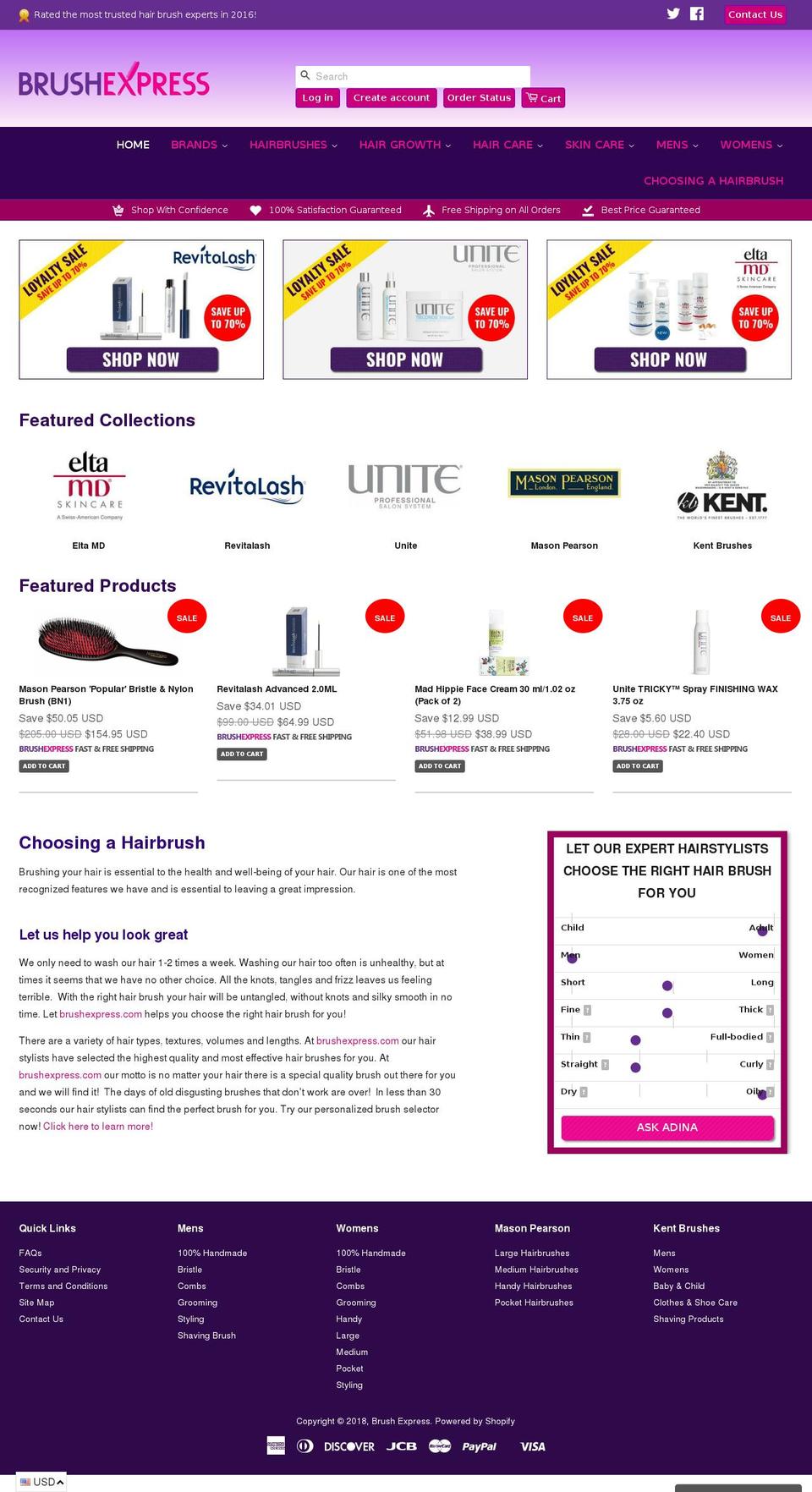 hairbrushpro.com shopify website screenshot