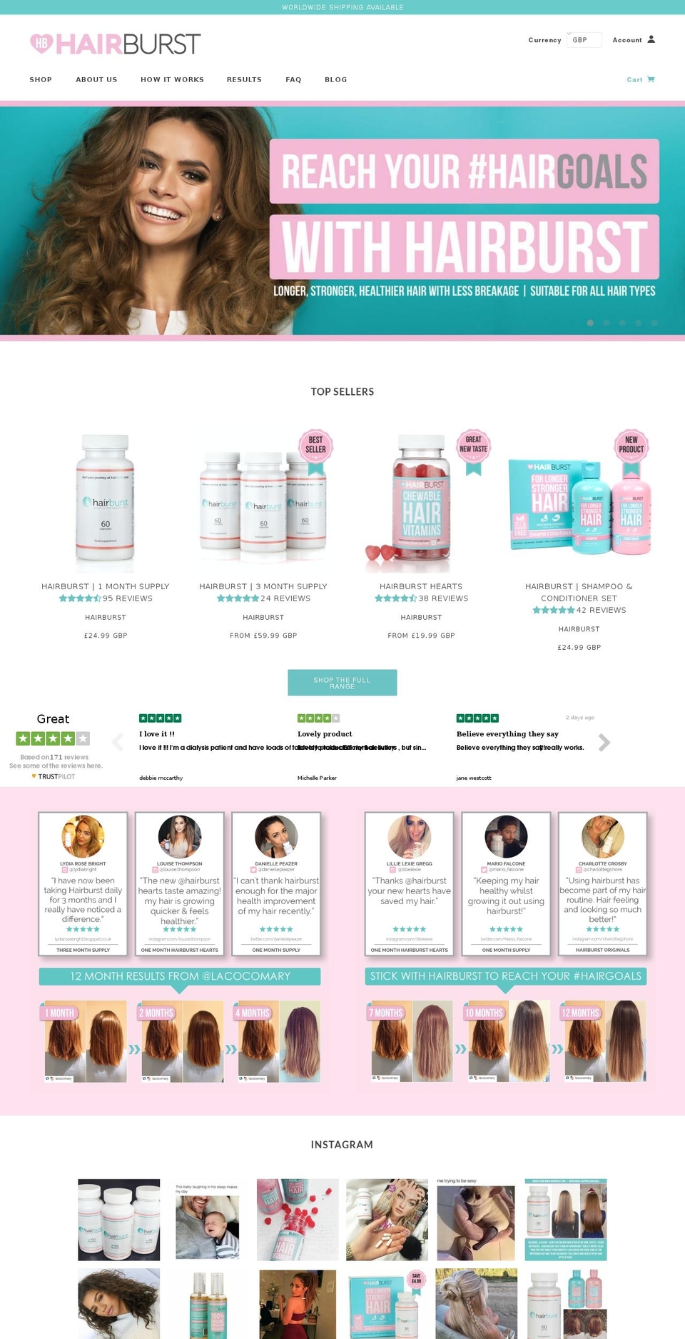 hairburst.com shopify website screenshot