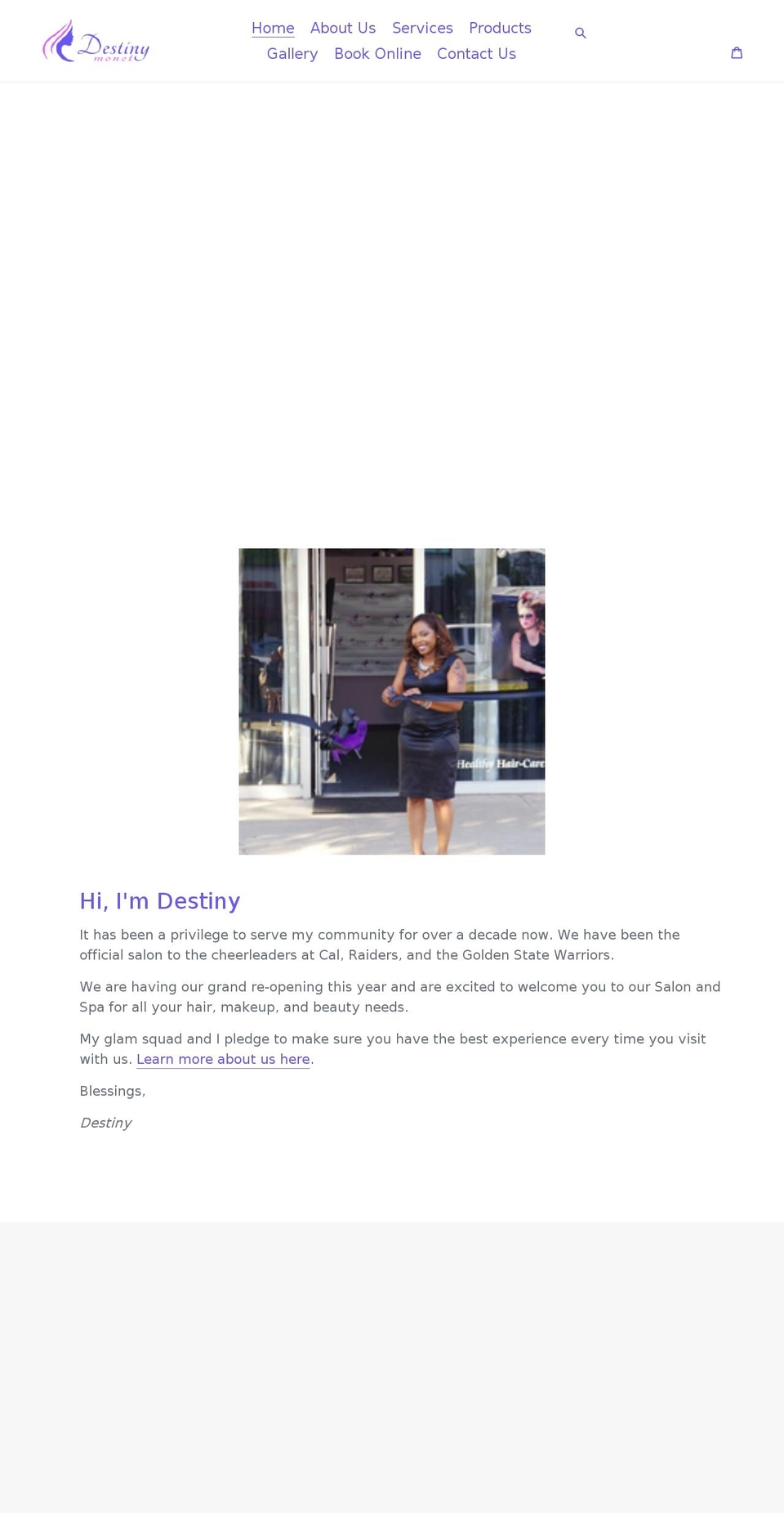 hairbydestiny.com shopify website screenshot