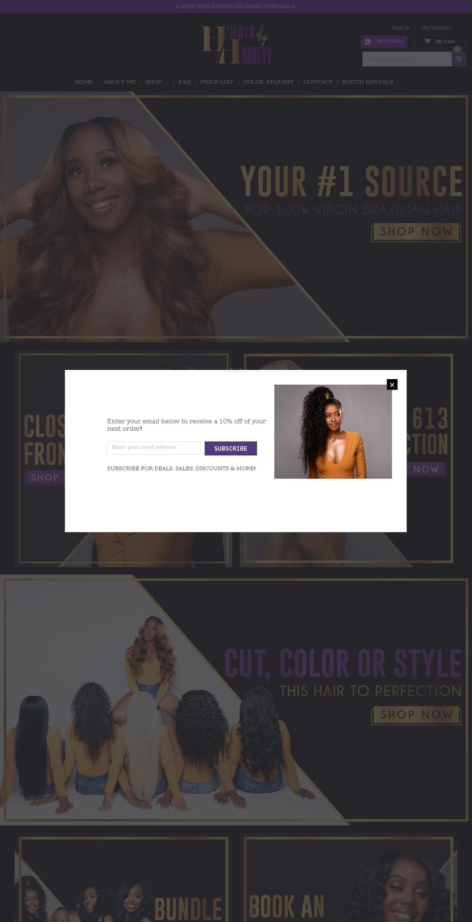 Furnitica Shopify theme site example hairbyhoneyy.com