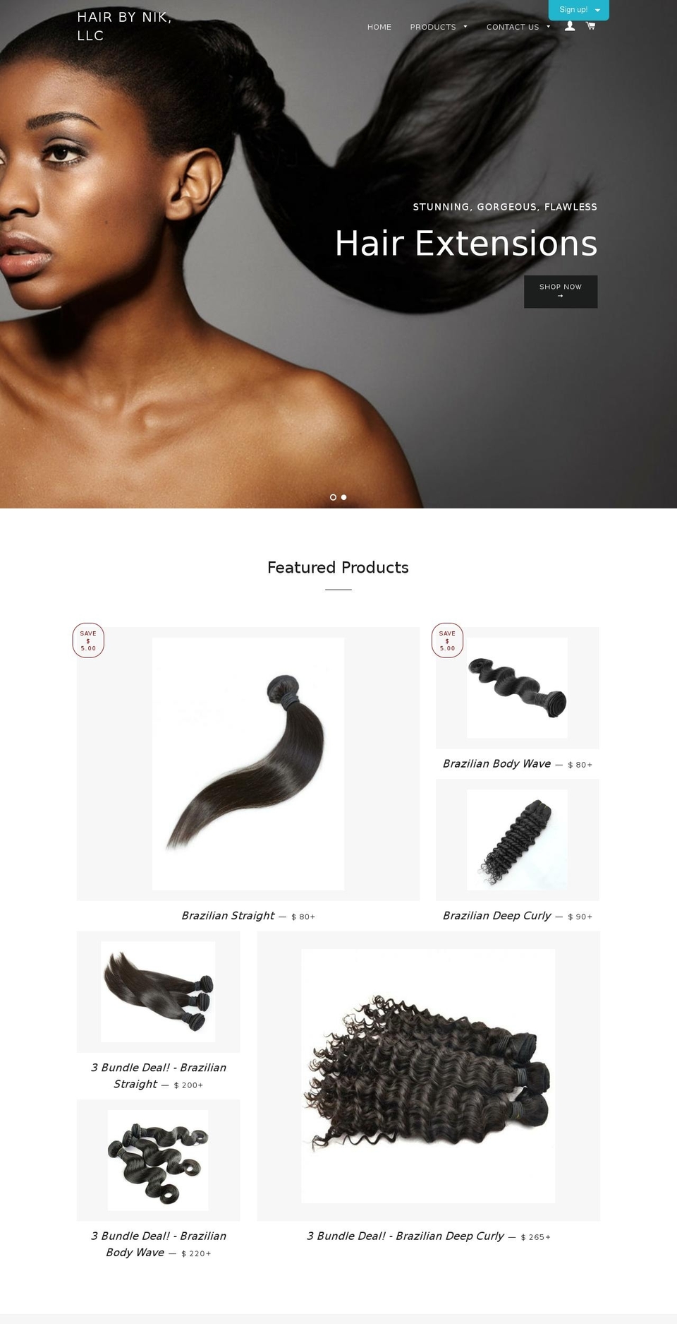 hairbynik.com shopify website screenshot