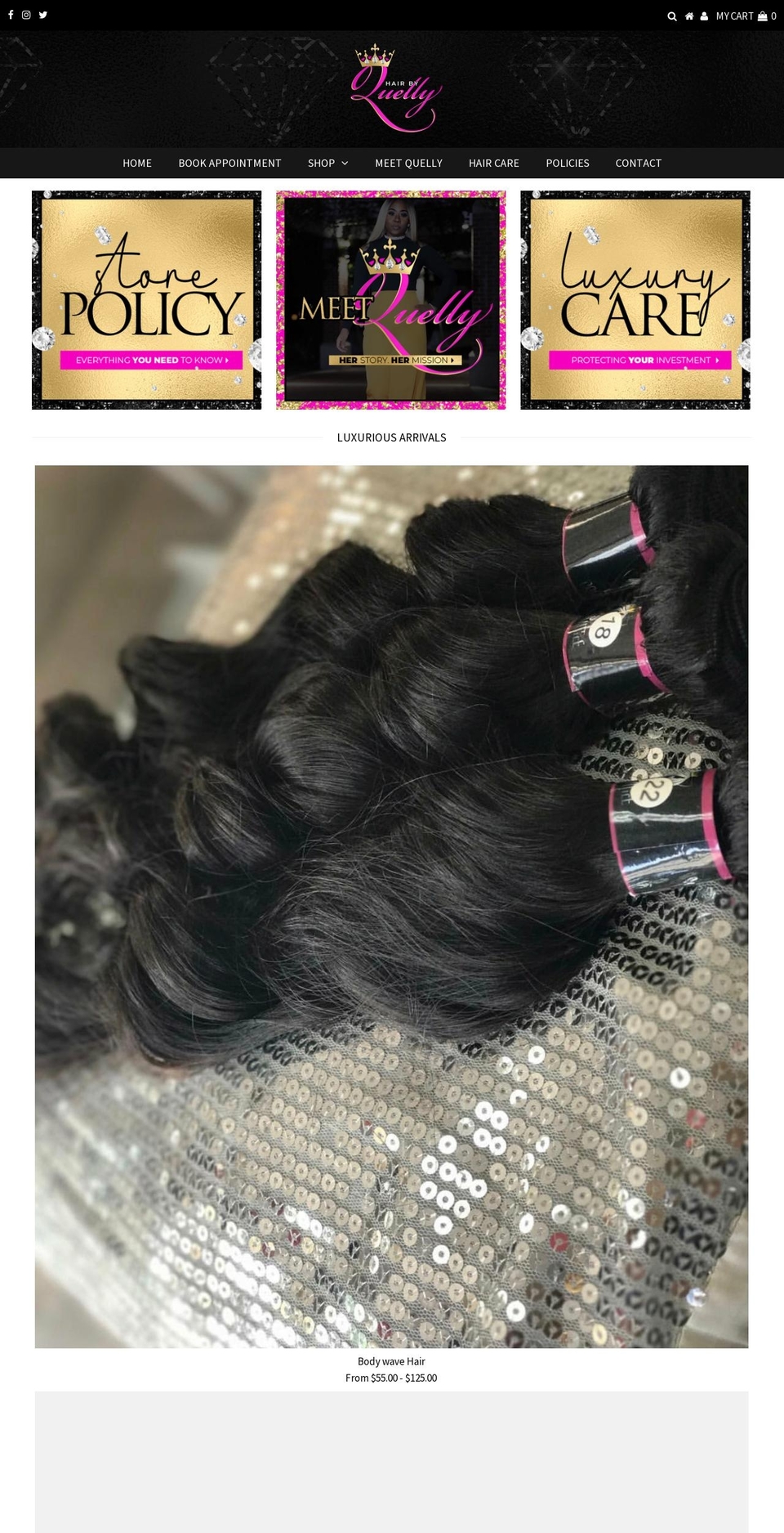 hairbyquelly.com shopify website screenshot
