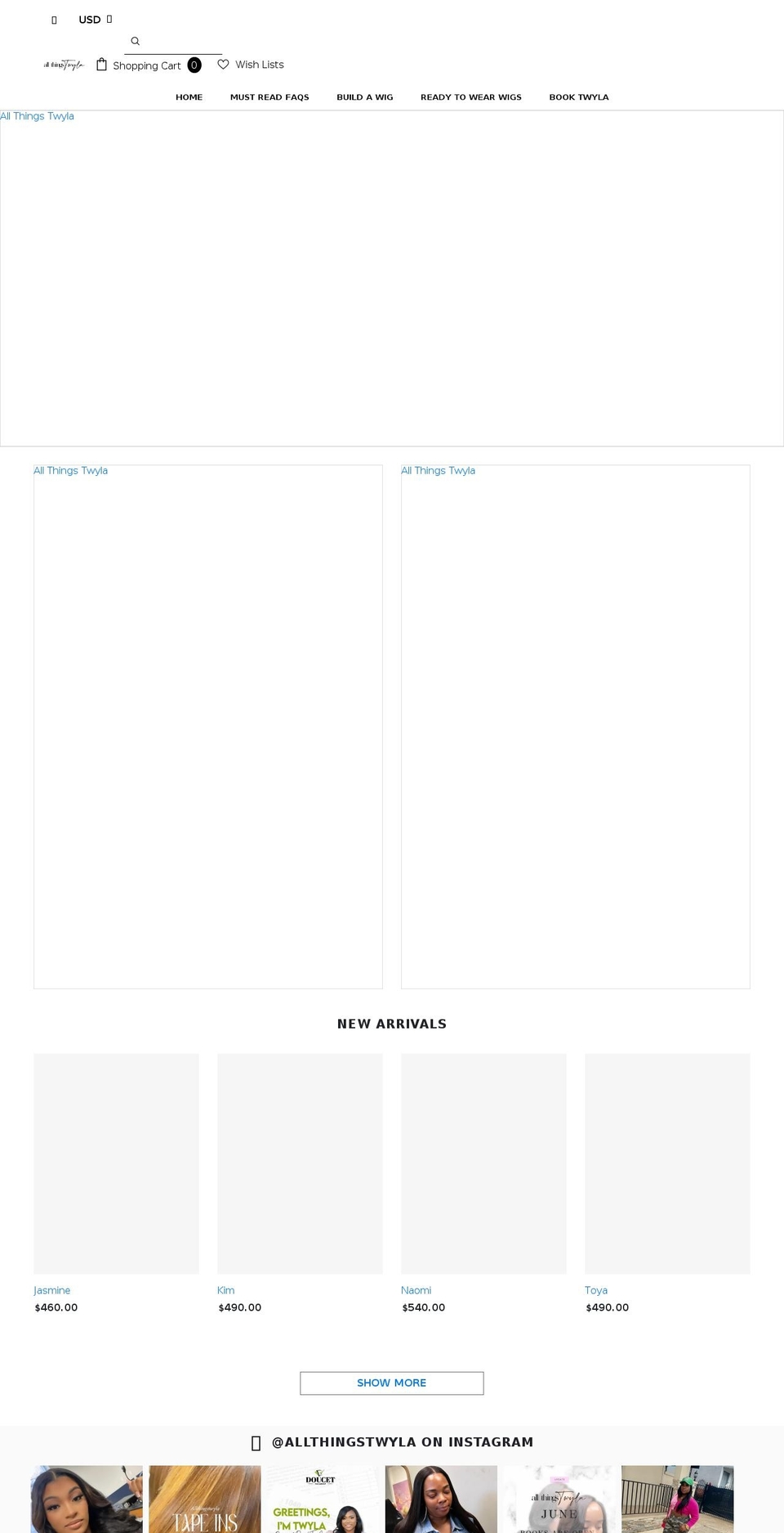 hairbytwyla.com shopify website screenshot