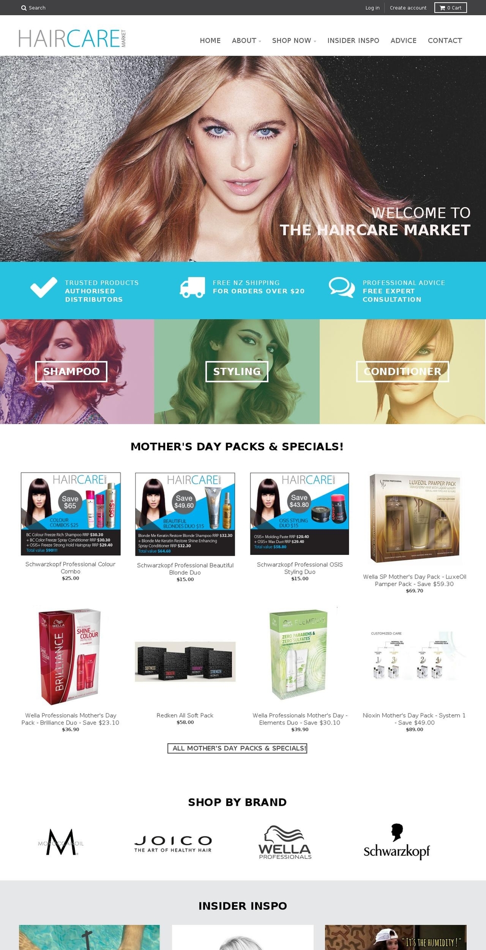 haircare.co.nz shopify website screenshot