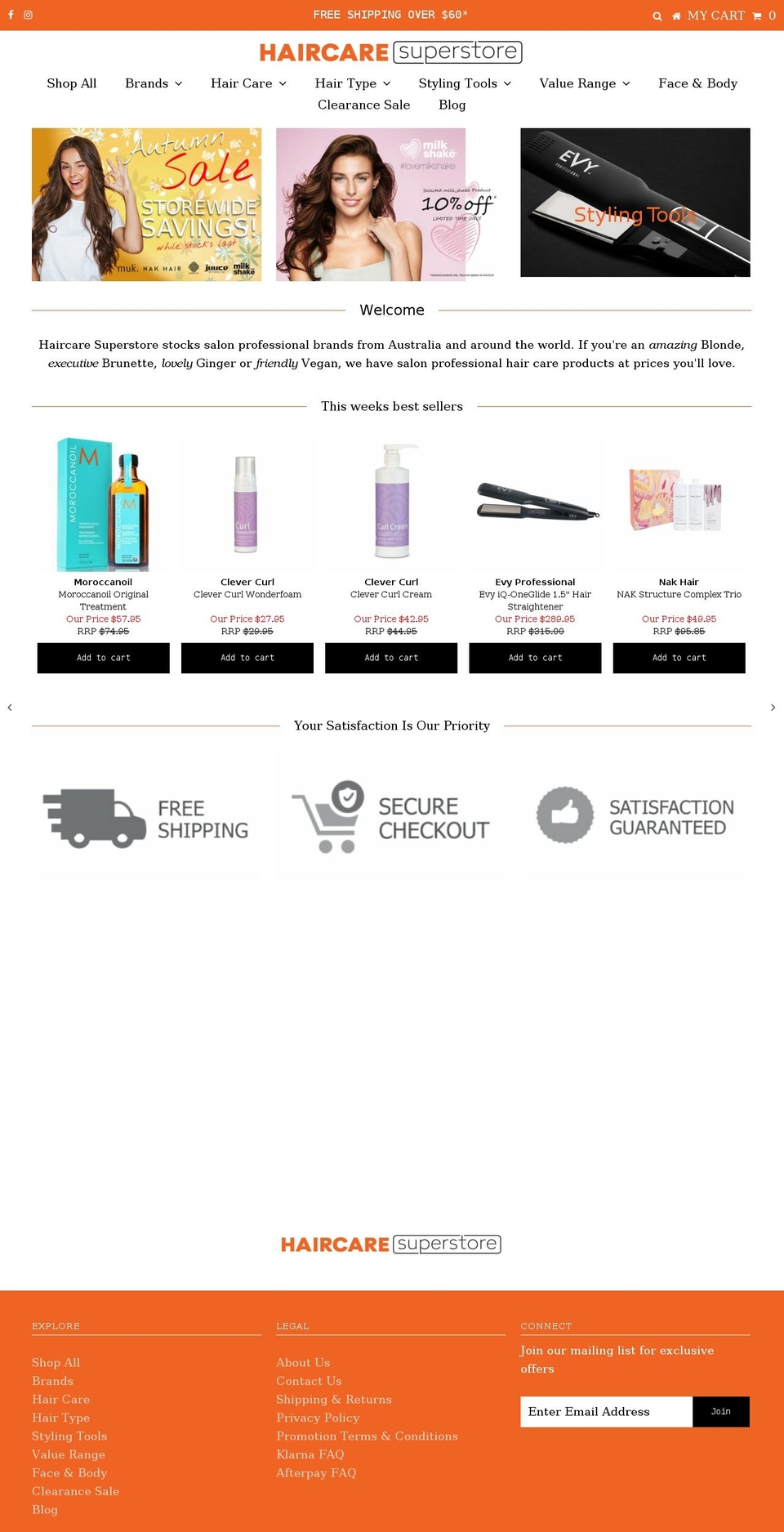 haircaresuperstore.com.au shopify website screenshot