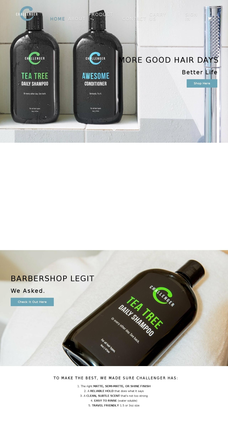 hairchallenger.com shopify website screenshot