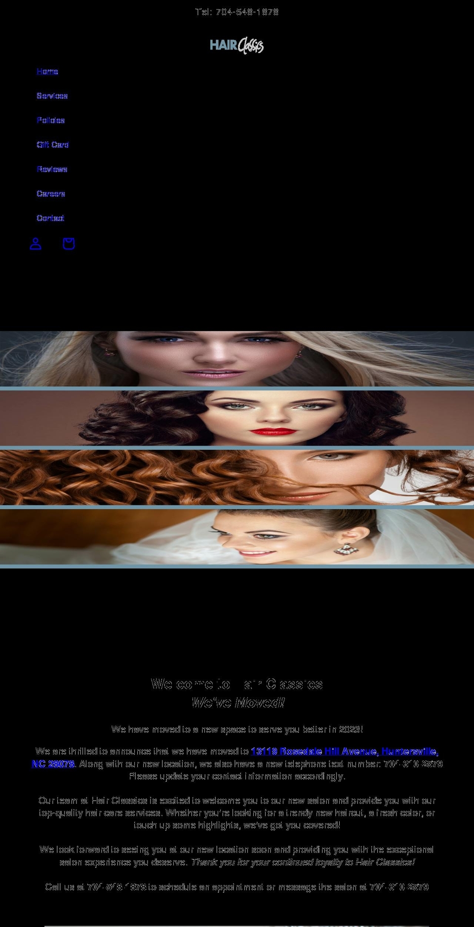 hairclassicssalon.com shopify website screenshot