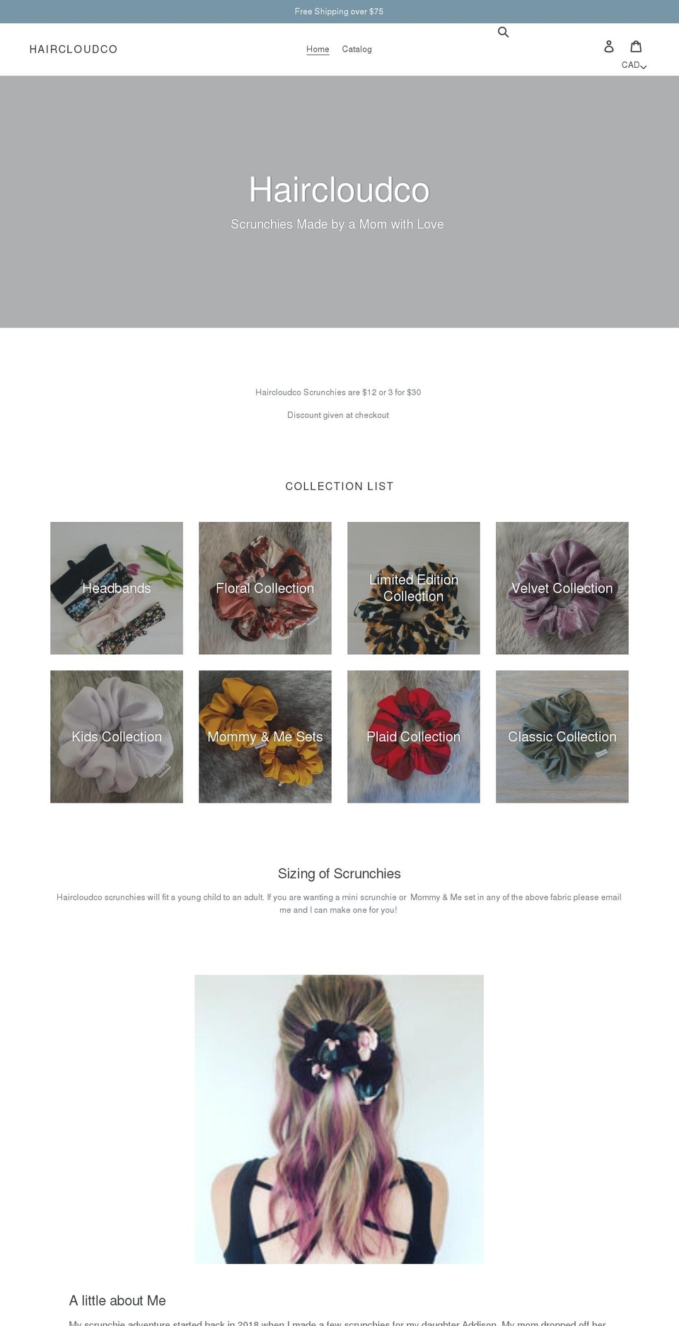 haircloudco.com shopify website screenshot