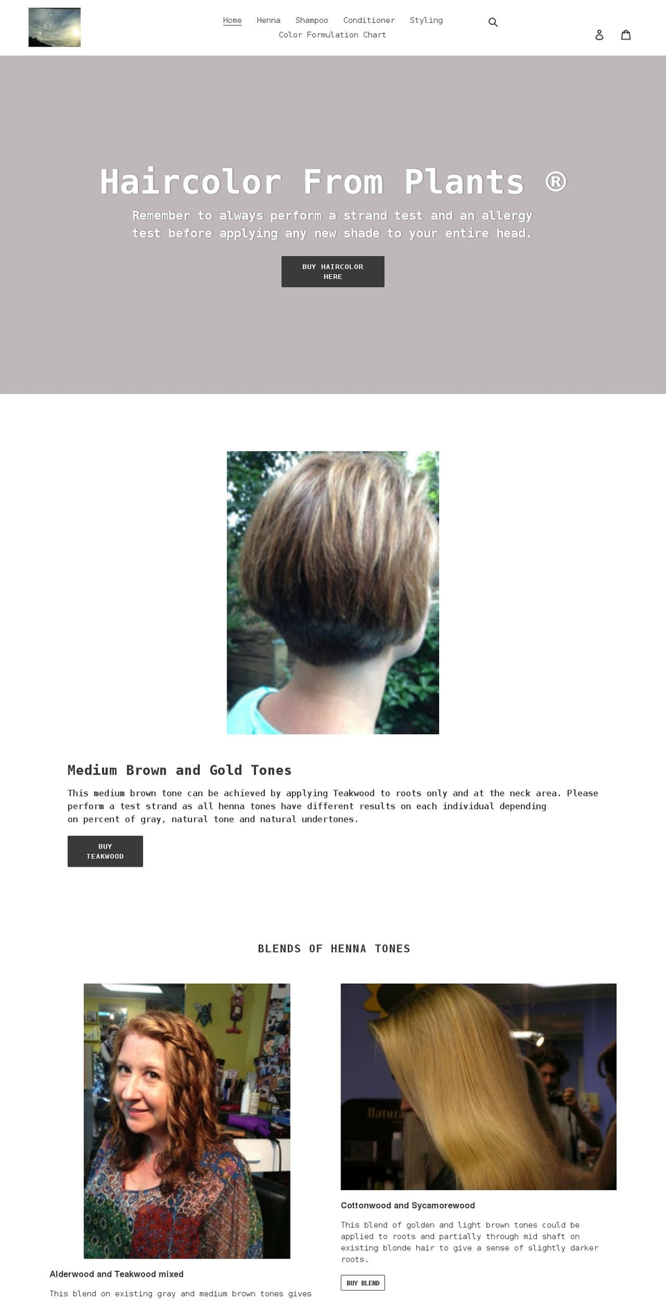 haircolorfromplants.com shopify website screenshot