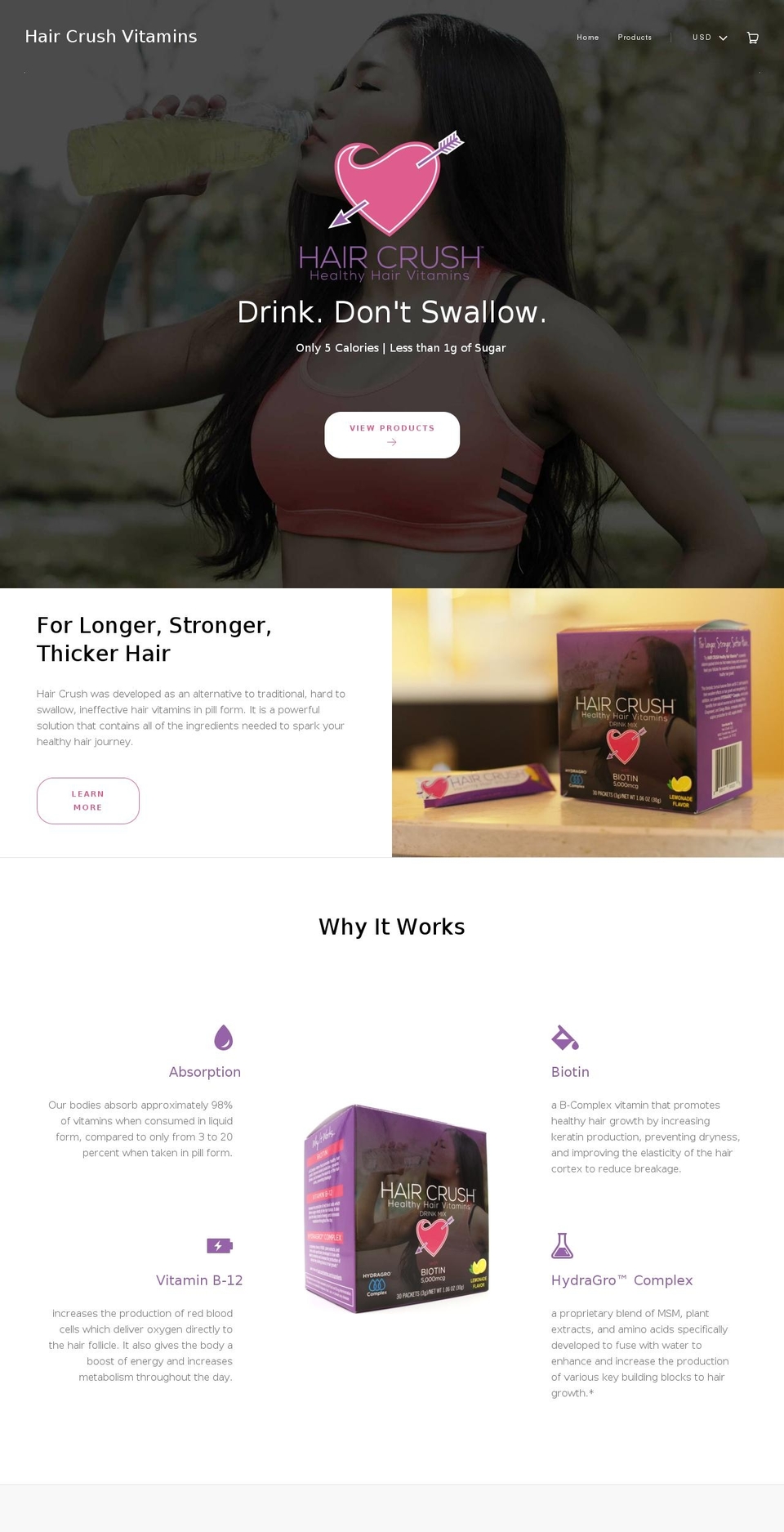 haircrushvitamins.com — Shopify storefront screenshot