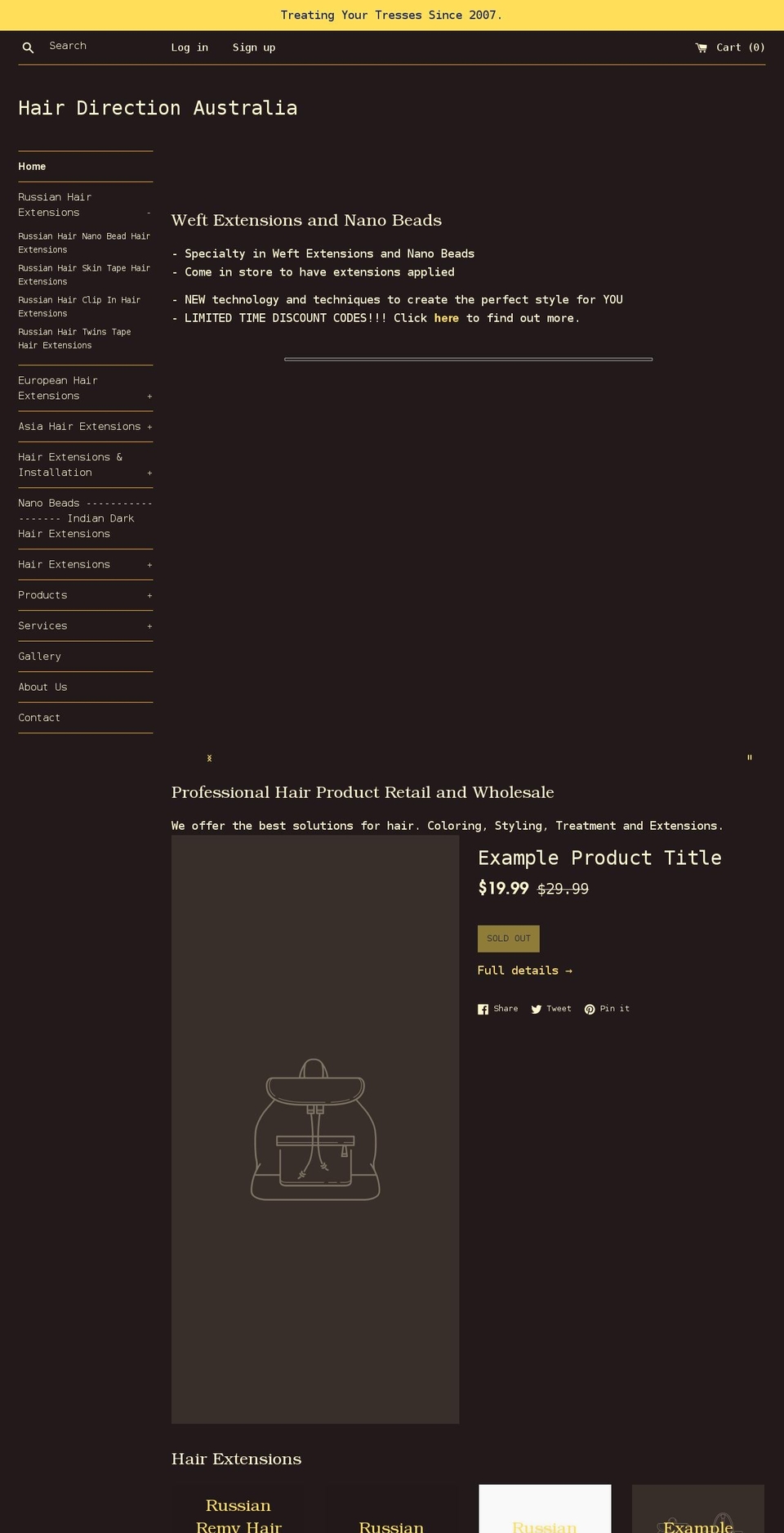 hairdirectionau.com — Shopify storefront screenshot