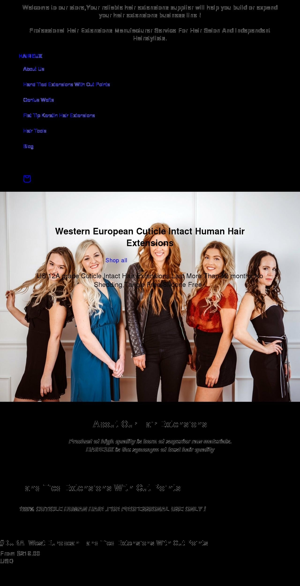 haireux.com shopify website screenshot