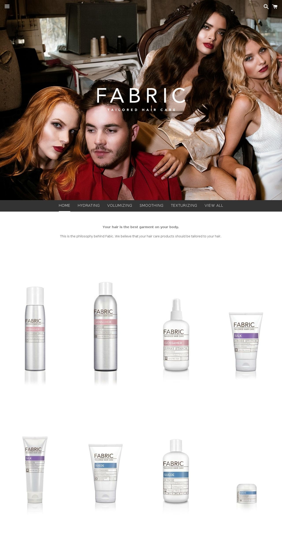 hairfabric.com shopify website screenshot