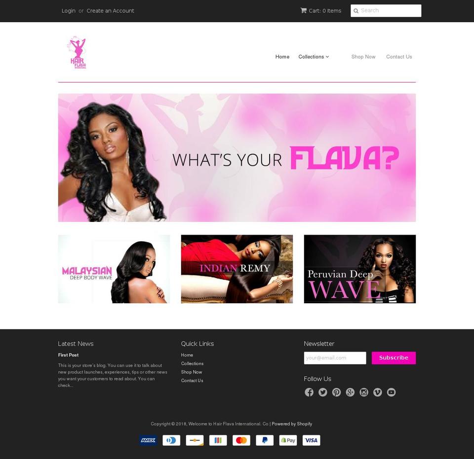 hairflavainternational.co shopify website screenshot