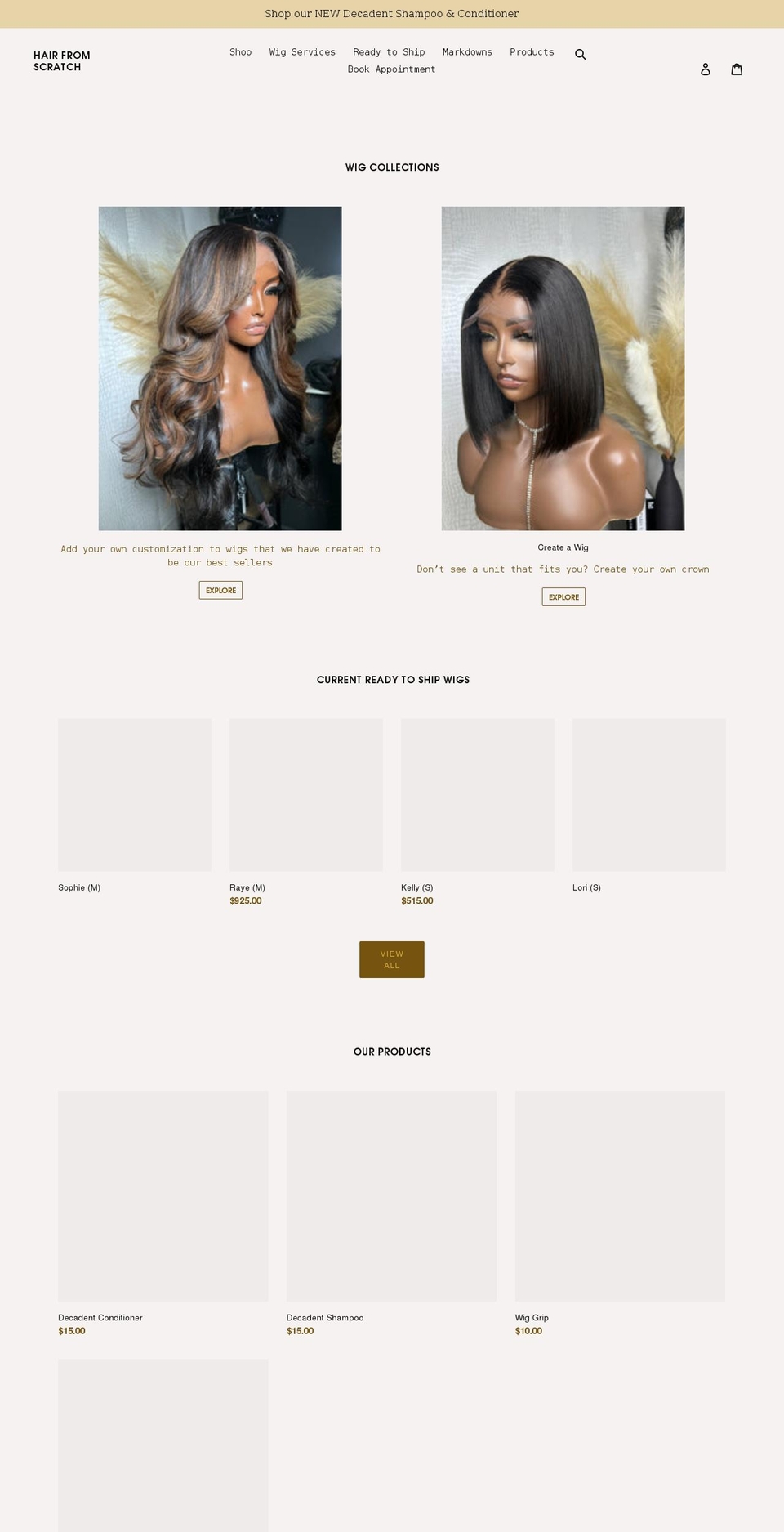hairfromscratch.com shopify website screenshot