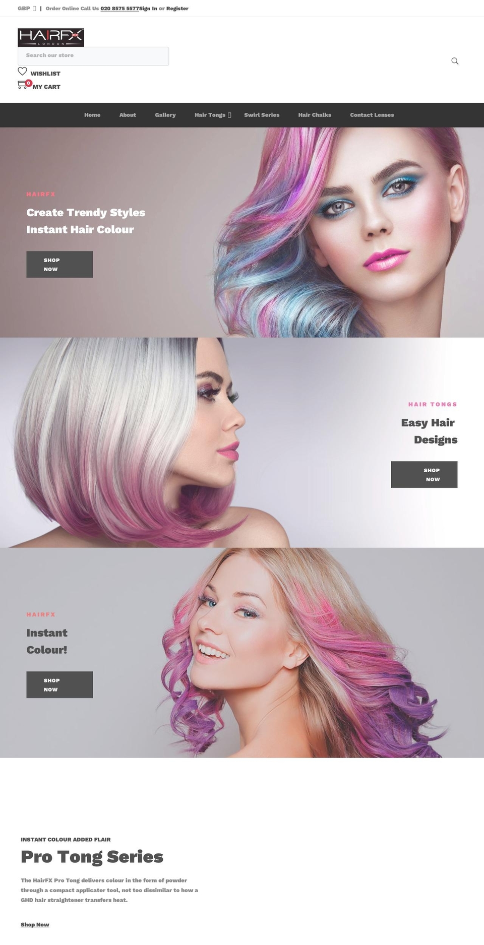 hairfx.co.uk shopify website screenshot