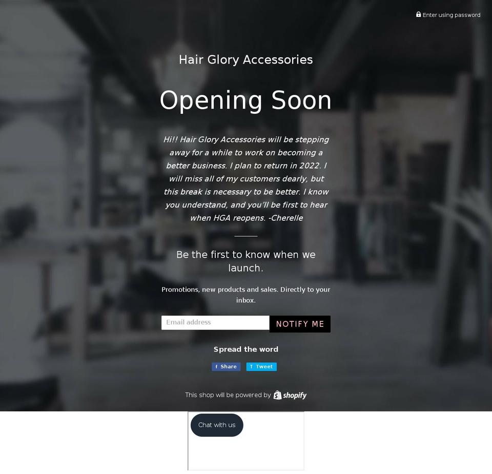 hairgloryaccessories.com shopify website screenshot