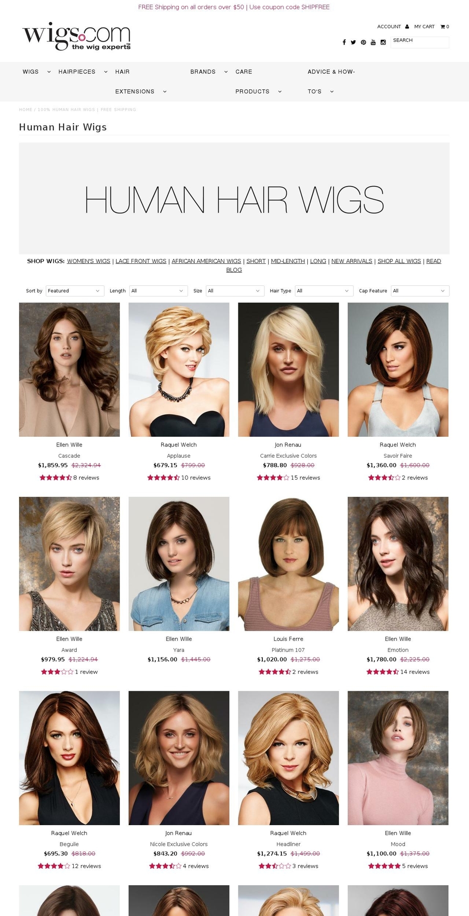 hairhumanwigs.com shopify website screenshot