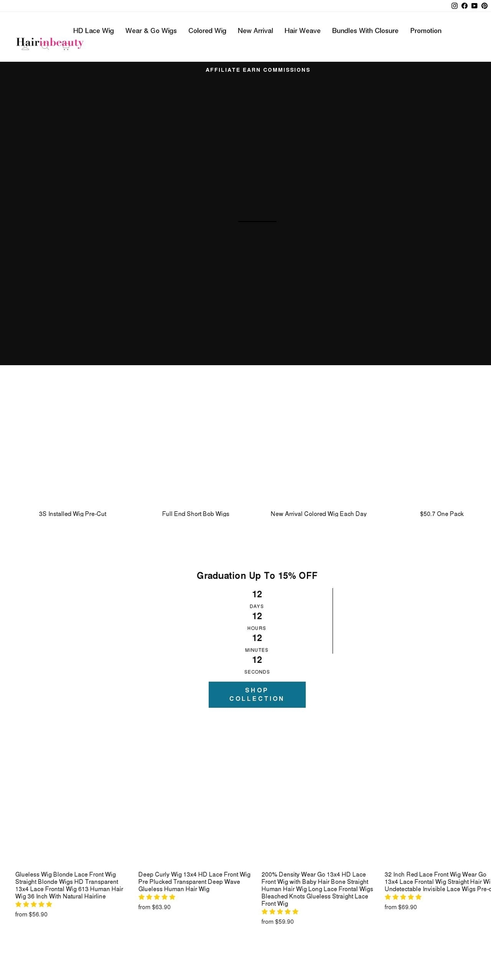 hairinbeauty.com shopify website screenshot
