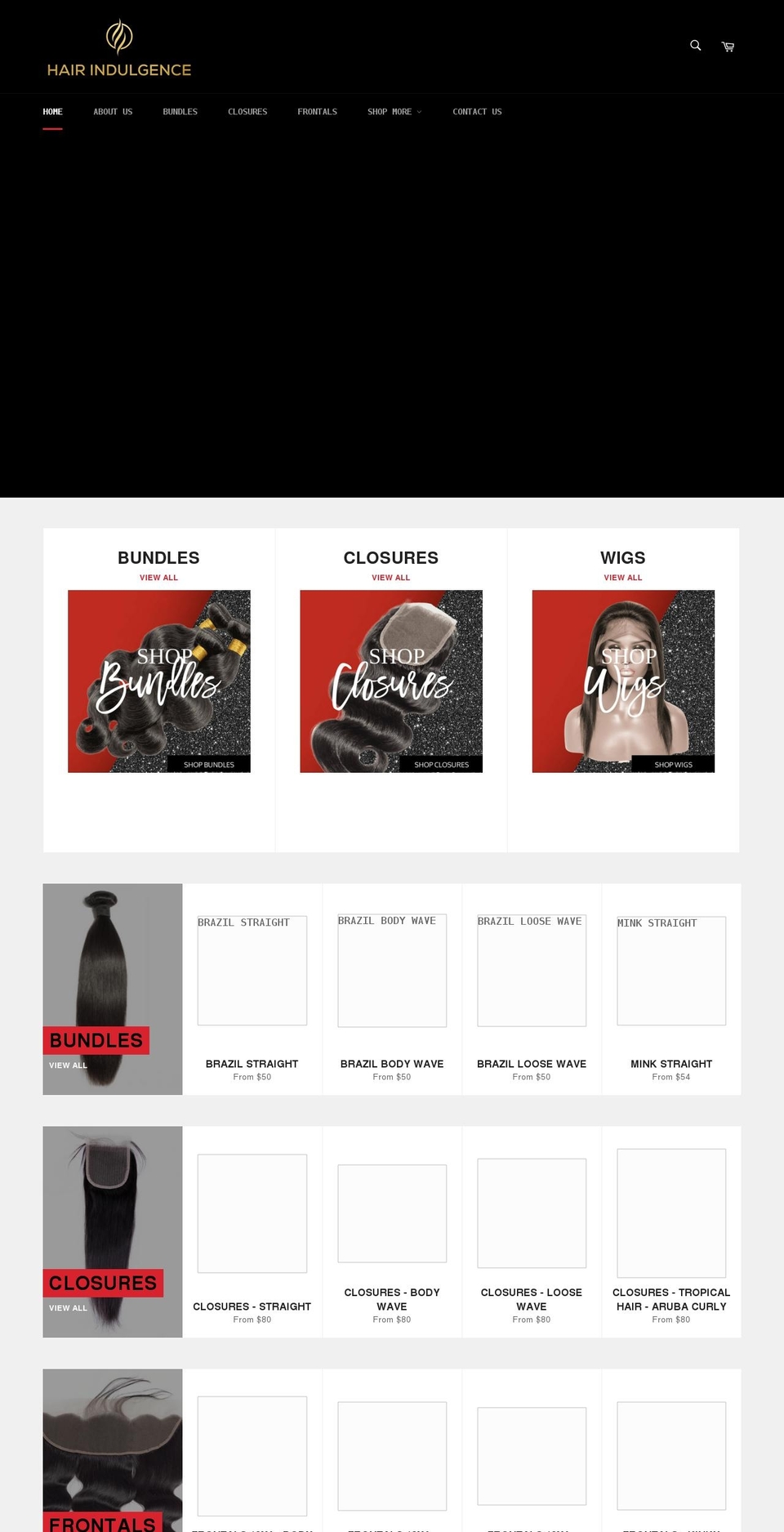 hairindulgenceinc.com shopify website screenshot