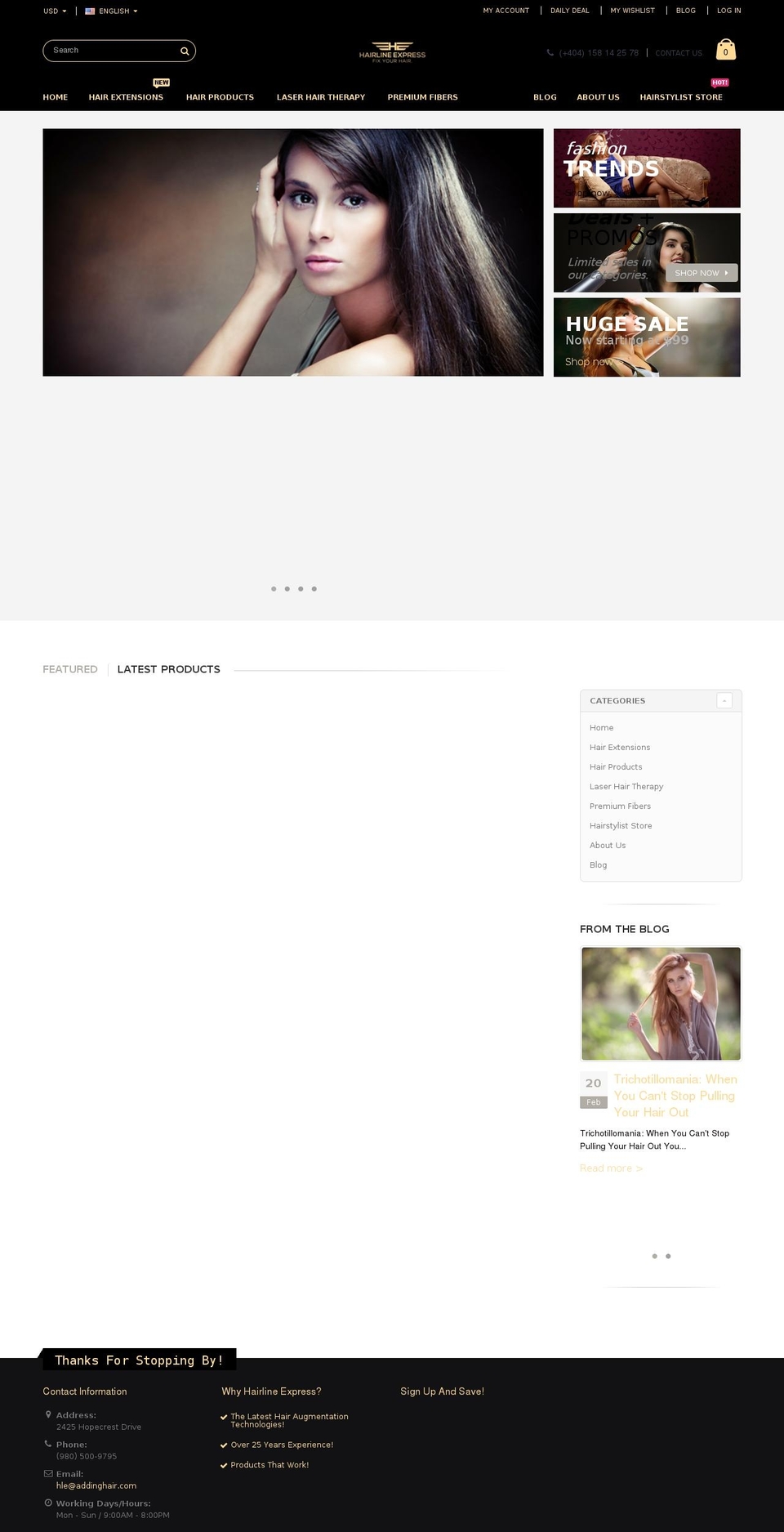 hairlineexpress.com shopify website screenshot