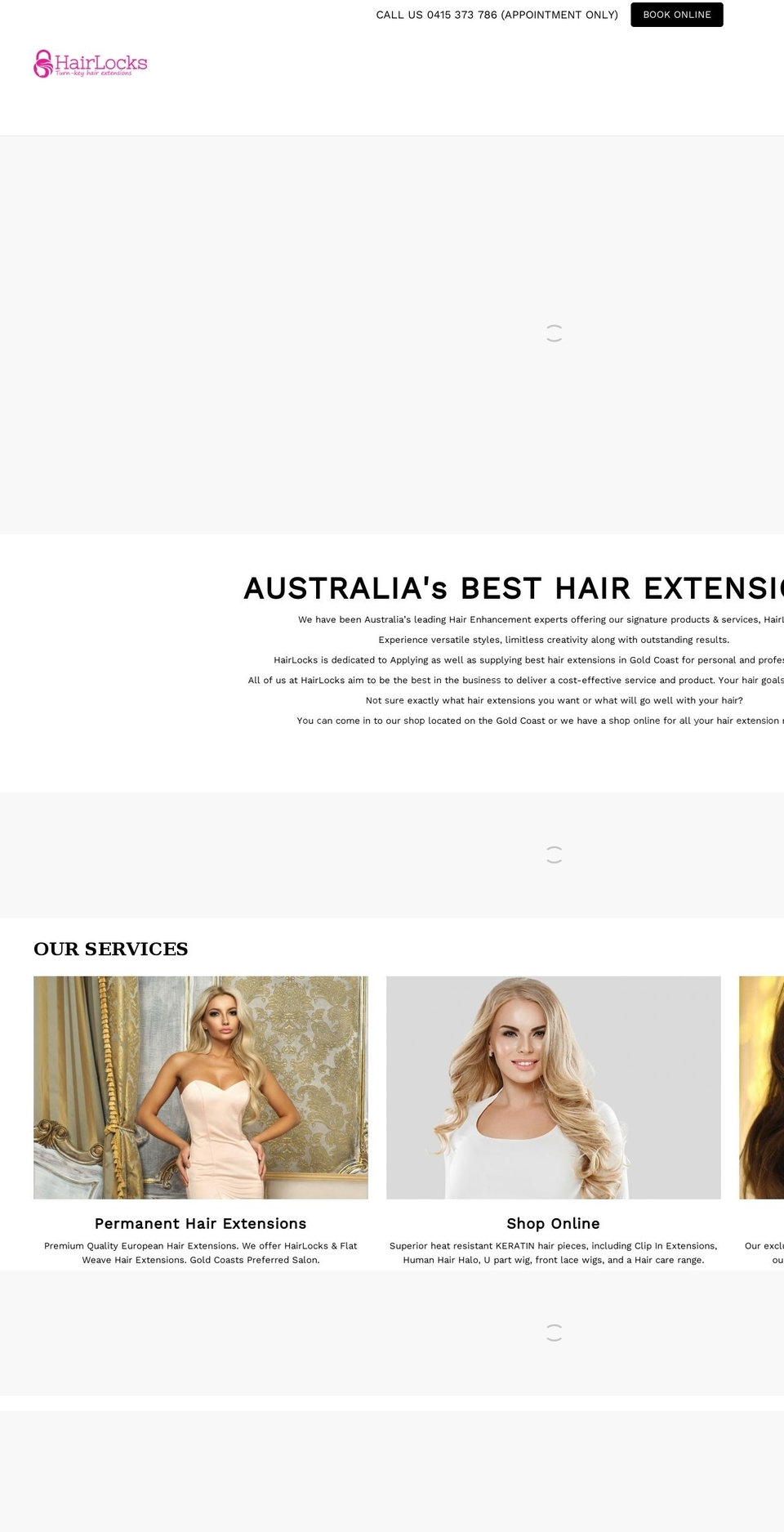 hairlockshairextensions.com.au shopify website screenshot