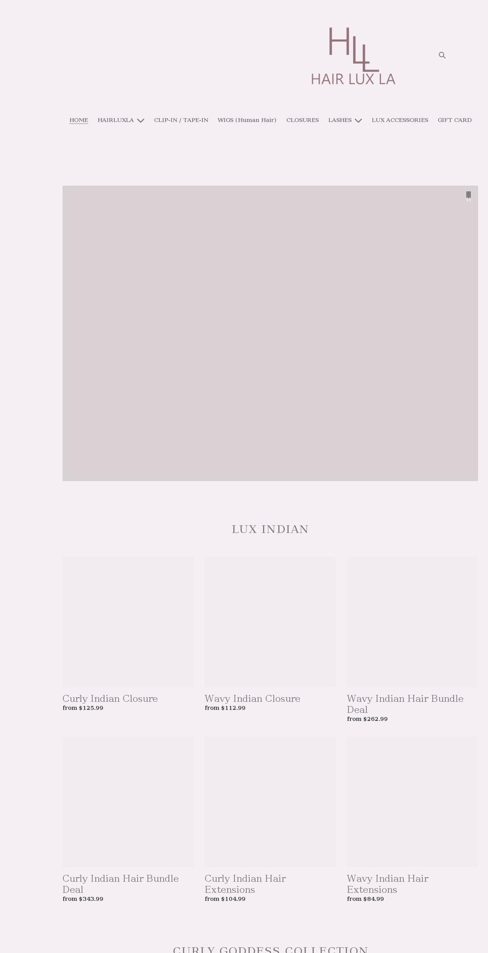 hairluxla.com shopify website screenshot