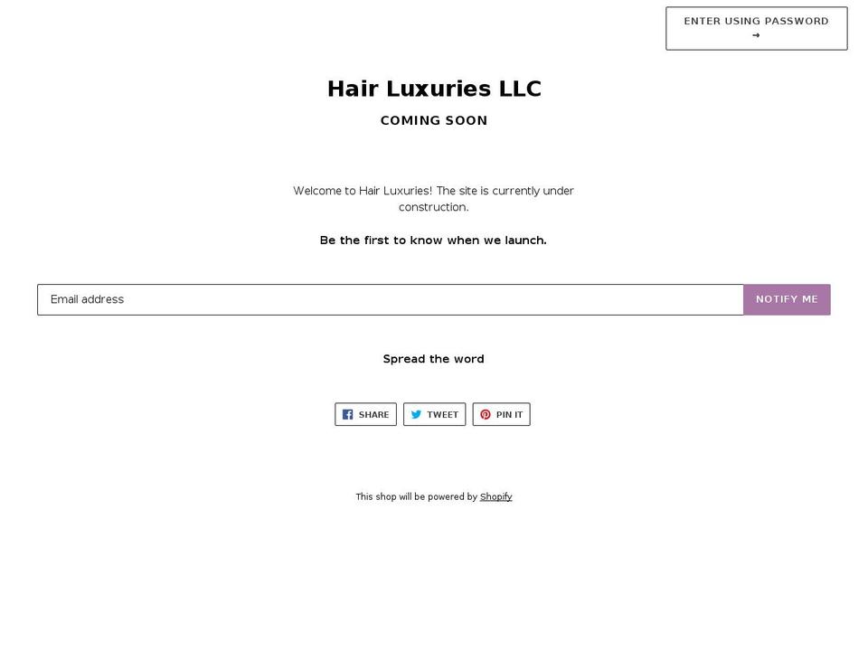 hairluxuries.com shopify website screenshot