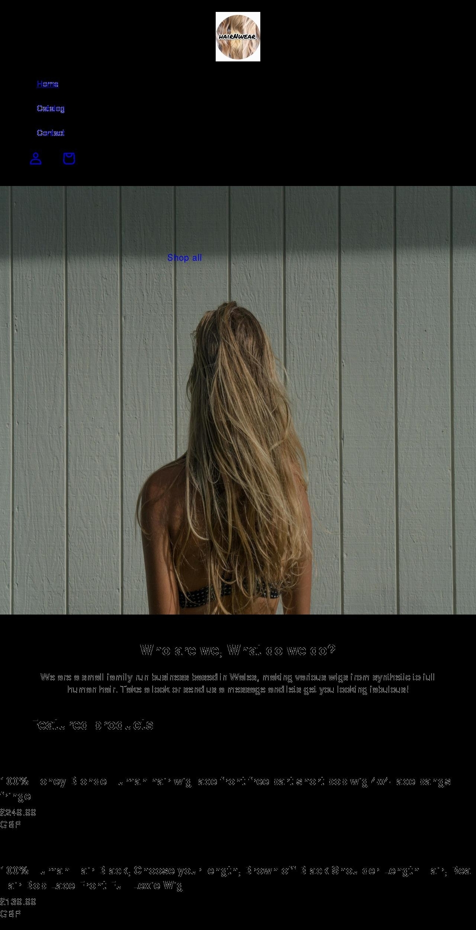 hairnwear.com shopify website screenshot